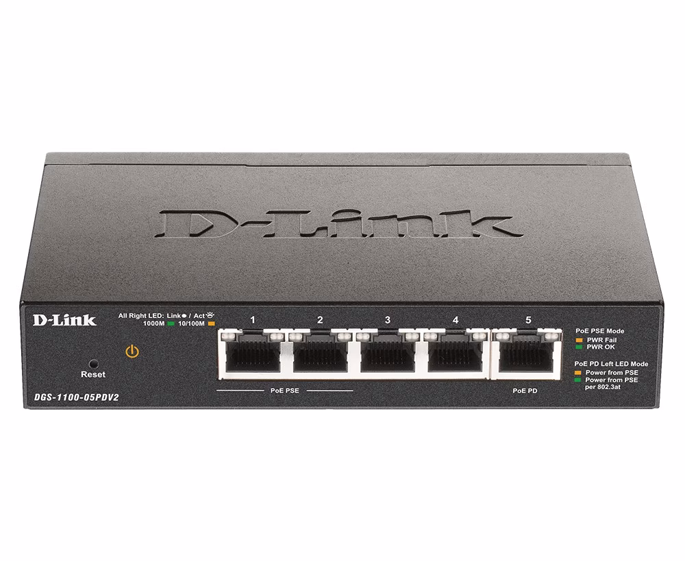 Switch D-Link DGS-1100-05PDV2 Gigabit Ethernet 10/100/1000 Supporto Power over Ethernet (PoE) Nero