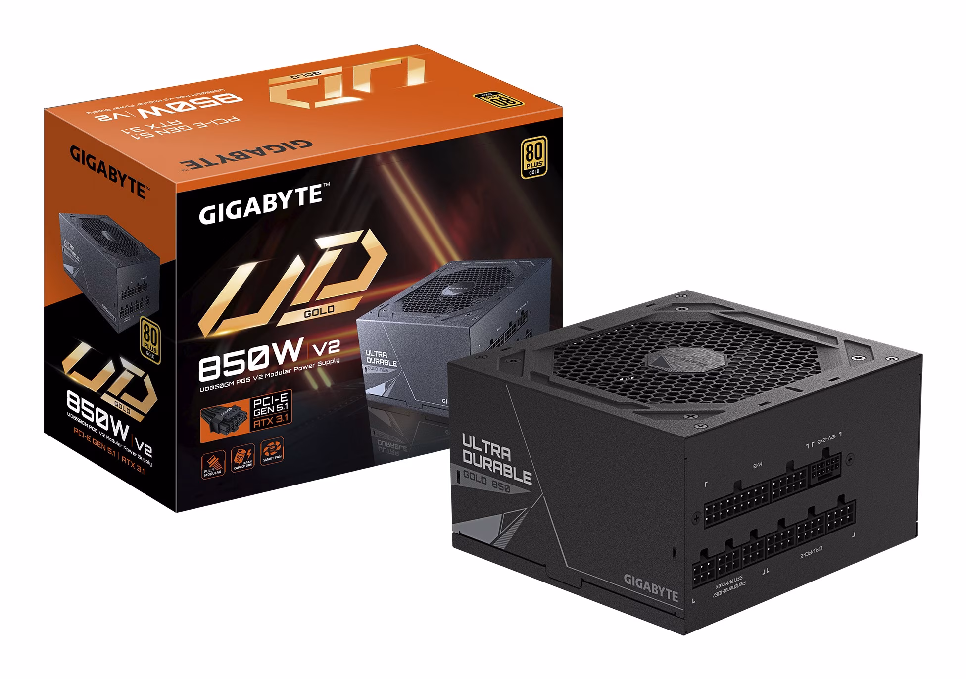 Alimentatore Gigabyte GP-UD850GM PG5 V2 80PLUS Gold PCIe 5.1 ATX 3.1 850W Nero