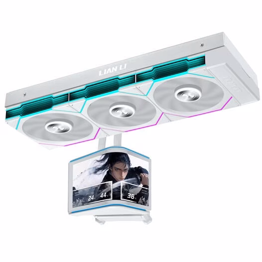 Dissipatore a Liquido Lian Li HydroShift II UNI FAN TL display OLED Curvo 360mm Bianco