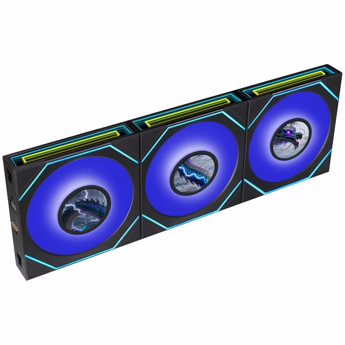 Ventola Lian Li UNI FAN SL-INF Wireless LCD FLEX ARGB Reverse Blade 120mm Kit Da 3 Nero