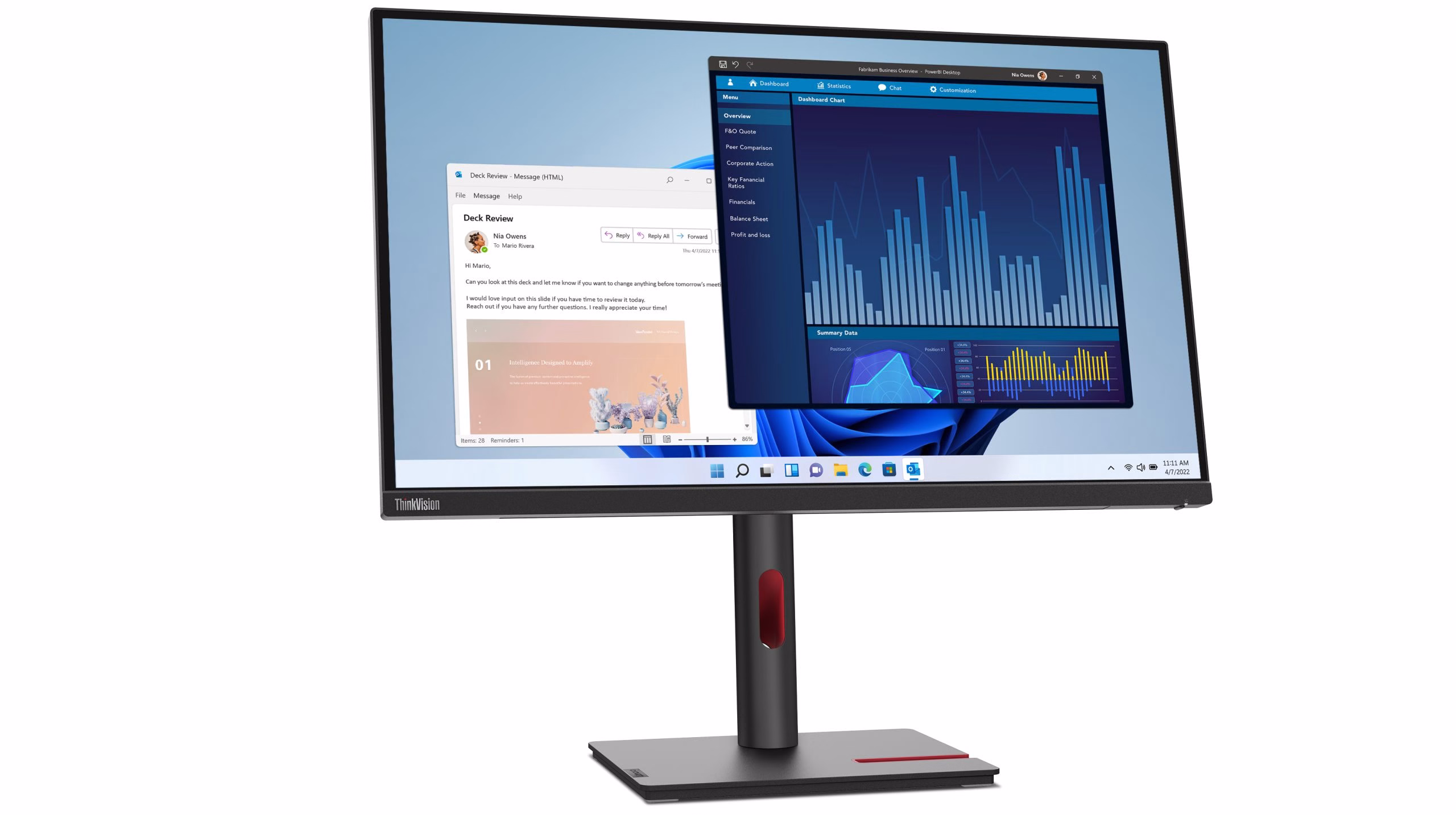 Monitor Lenovo ThinkVision T27p-30 27'' UltraHD/4K IPS 60Hz LED Nero 3 Monitor Lenovo ThinkVision T27p-30 27'' UltraHD/4K IPS 60Hz LED Nero - immagine 3