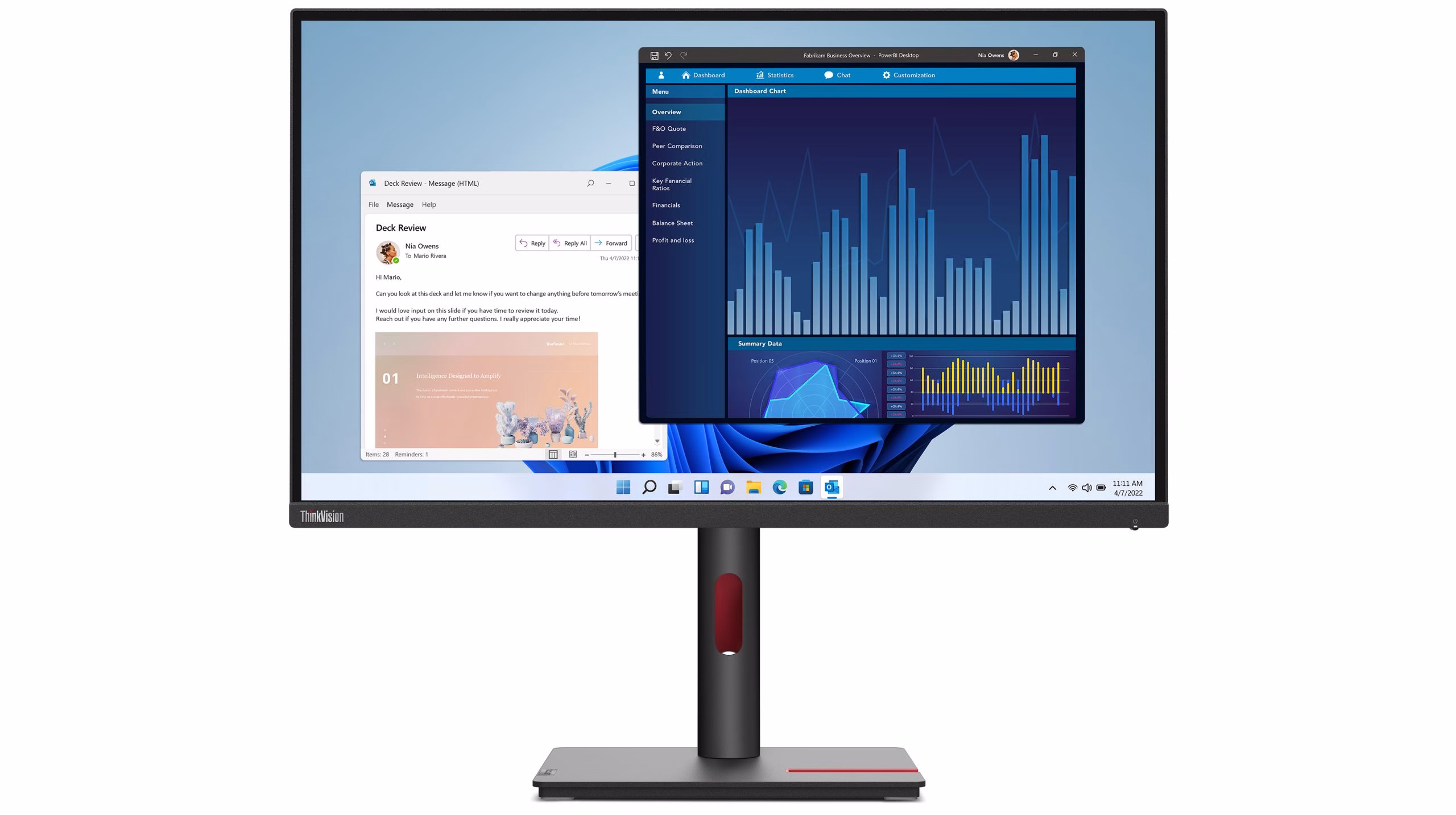 Monitor Lenovo ThinkVision T27p-30 27'' UltraHD/4K IPS 60Hz LED Nero