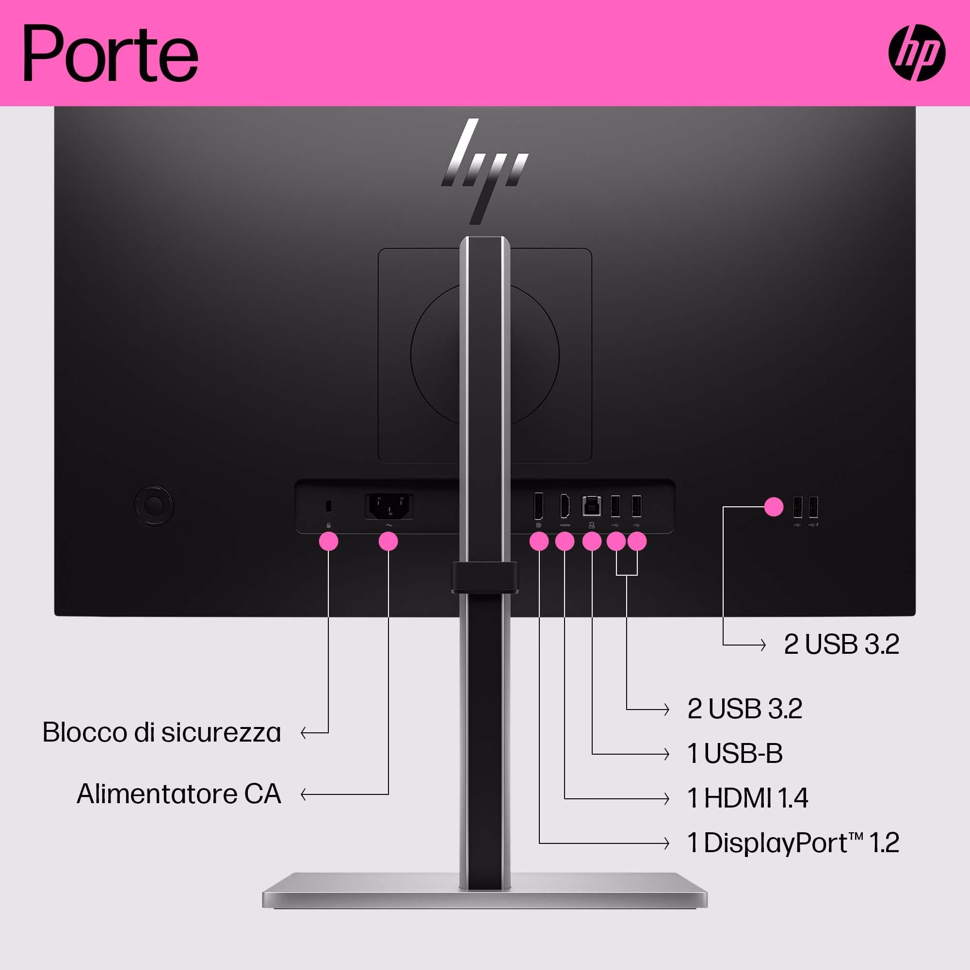 Monitor HP E24t G5 24'' Full HD IPS DisplayPort HDMI USB-Hub Pivot Touch Nero/Argento 9 Monitor HP E24t G5 24'' Full HD IPS DisplayPort HDMI USB-Hub Pivot Touch Nero/Argento - immagine 9