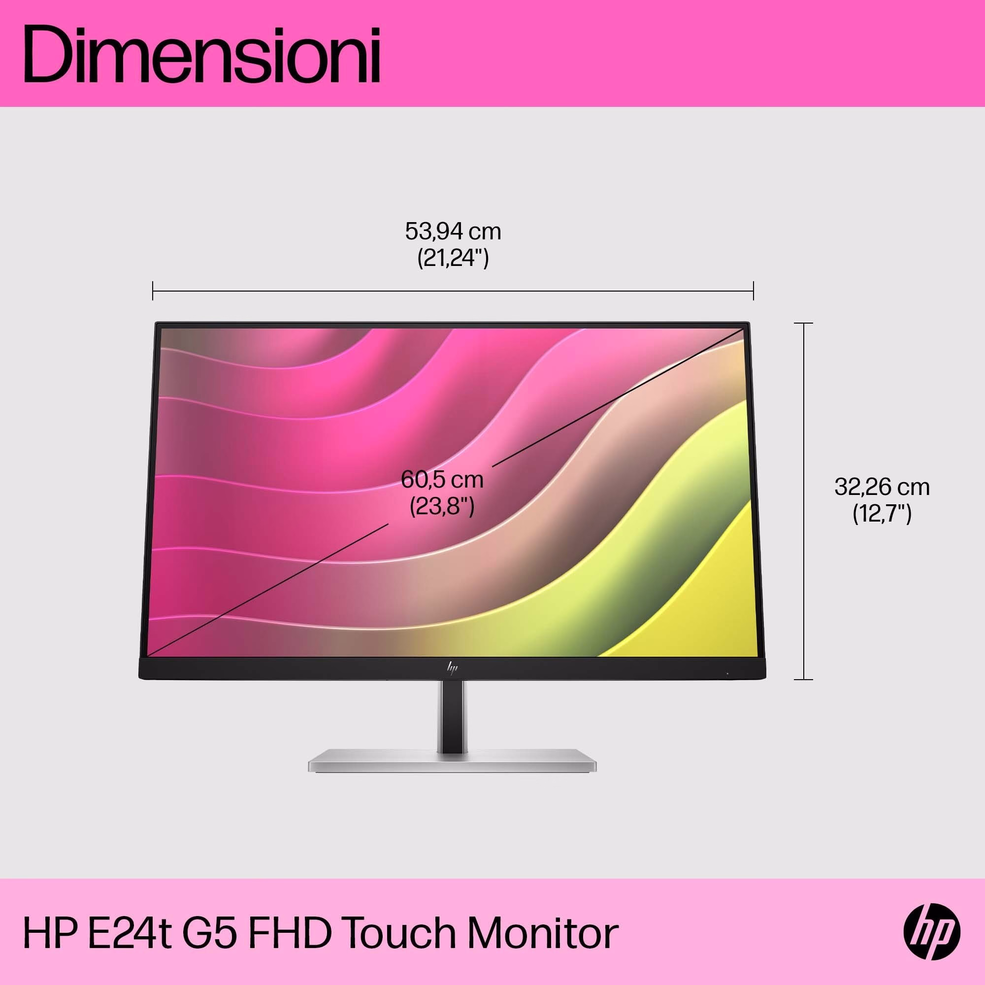 Monitor HP E24t G5 24'' Full HD IPS DisplayPort HDMI USB-Hub Pivot Touch Nero/Argento 11 Monitor HP E24t G5 24'' Full HD IPS DisplayPort HDMI USB-Hub Pivot Touch Nero/Argento - immagine 11