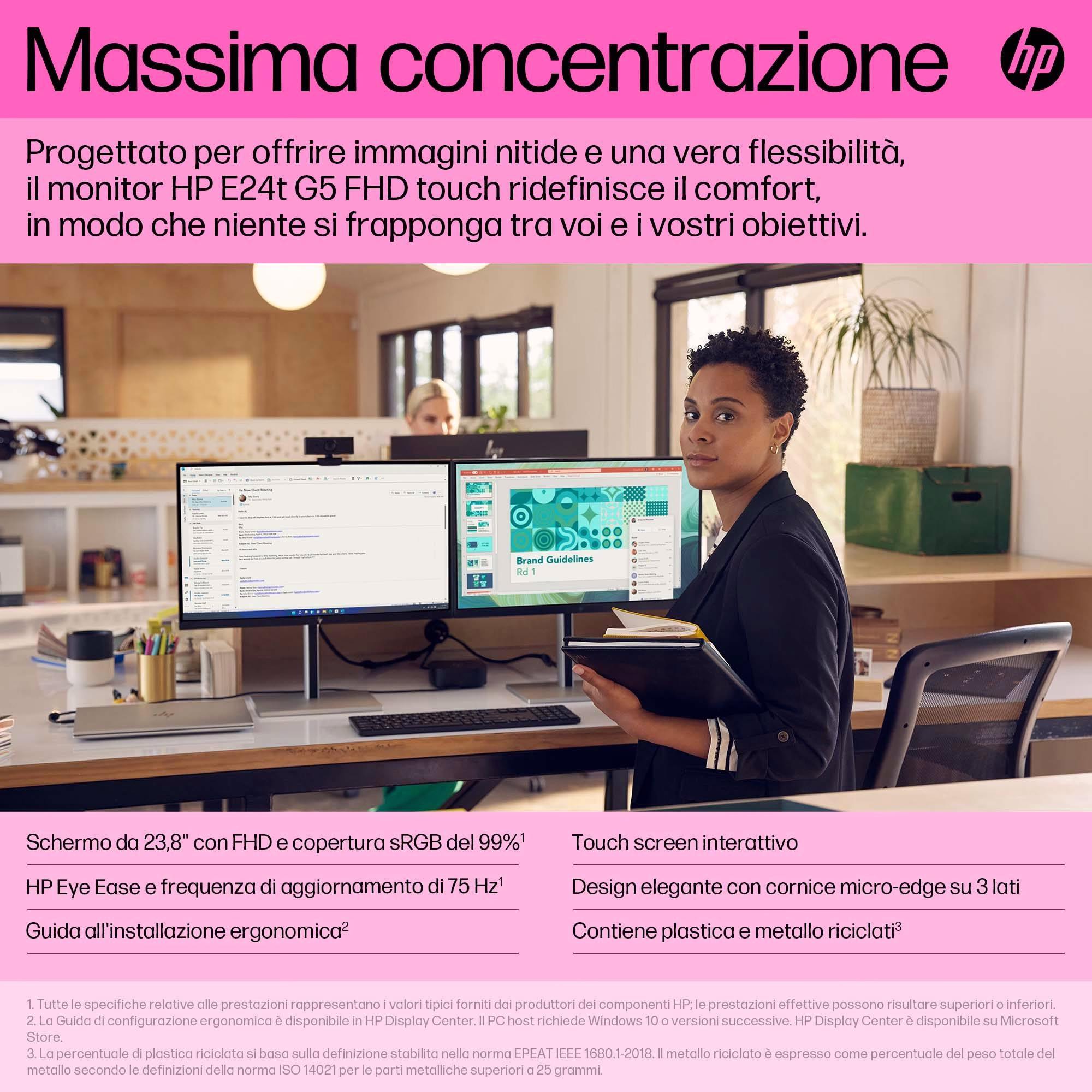 Monitor HP E24t G5 24'' Full HD IPS DisplayPort HDMI USB-Hub Pivot Touch Nero/Argento 15 Monitor HP E24t G5 24'' Full HD IPS DisplayPort HDMI USB-Hub Pivot Touch Nero/Argento - immagine 15