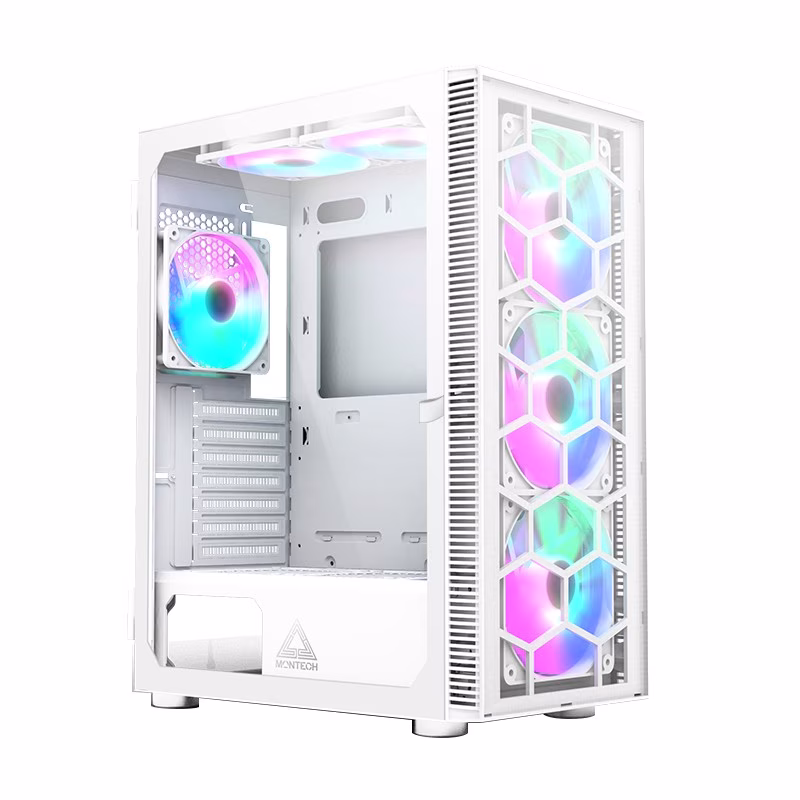 Case Montech X3 Glass Midi-Tower RGB Vetro Temperato Bianco