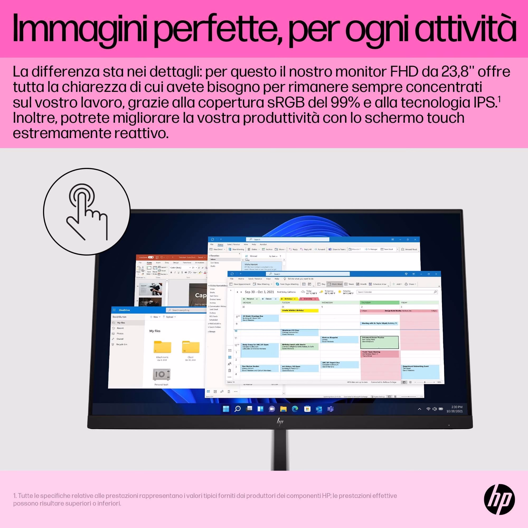 Monitor HP E24t G5 24'' Full HD IPS DisplayPort HDMI USB-Hub Pivot Touch Nero/Argento 13 Monitor HP E24t G5 24'' Full HD IPS DisplayPort HDMI USB-Hub Pivot Touch Nero/Argento - immagine 13