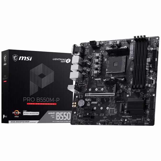 Scheda Madre MSI Pro B550M-P DDR4 AM4 mATX Nero
