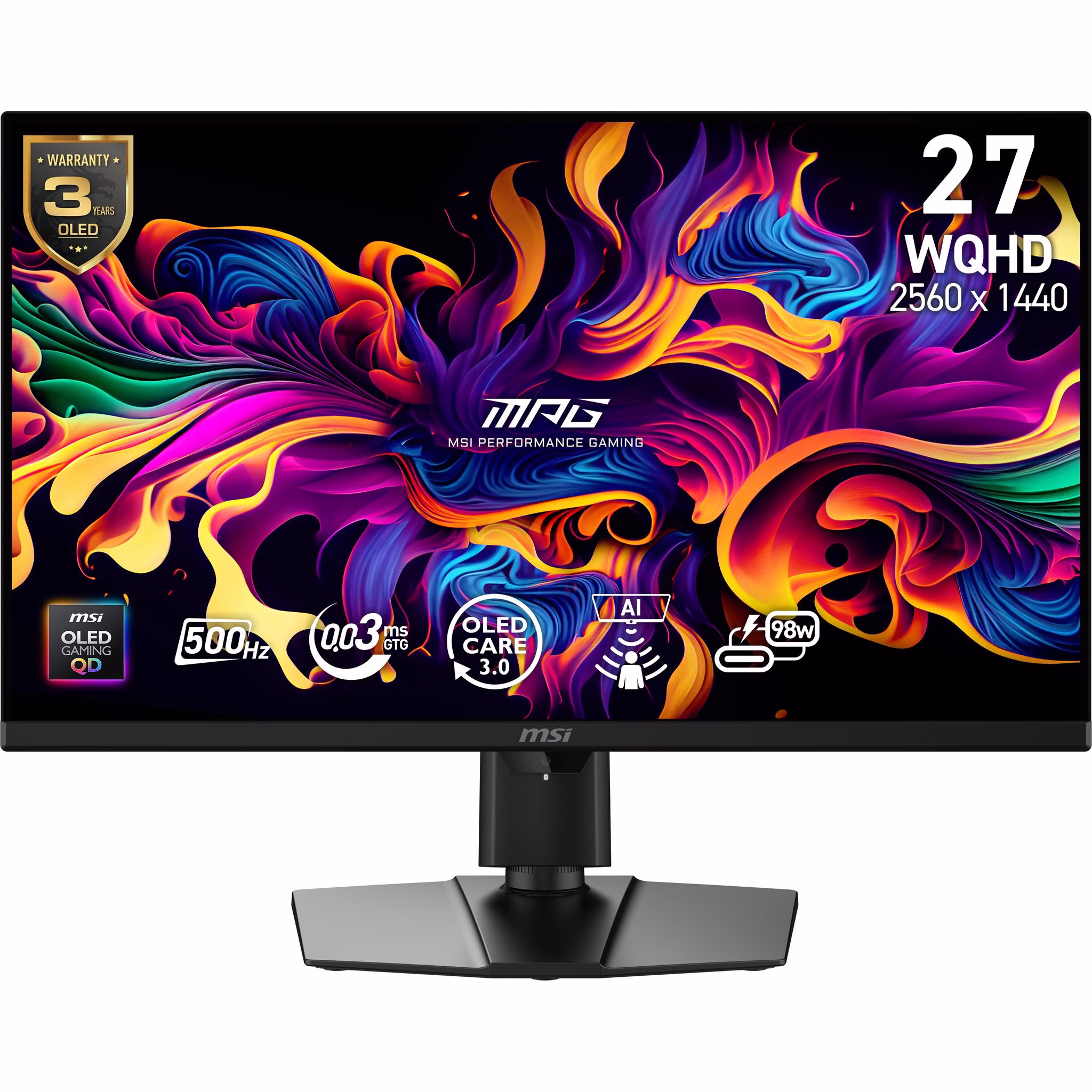 Monitor MSI MPG 271QRDE QD-OLED X50 QHD 26,5" 500 Hz QD-OLED G-SYNC